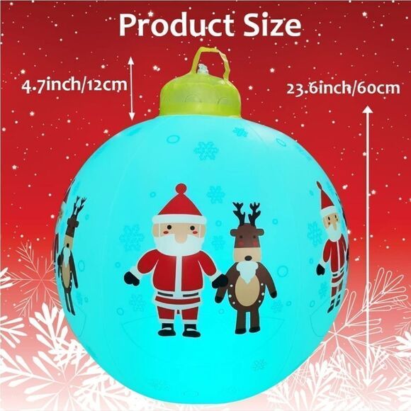 NIB Inflatable Outdoor Christmas Ball 24 Inch Large Christmas Blow Up Decoration - Picture 2 of 7